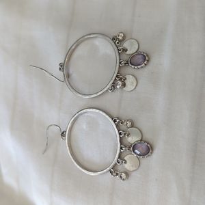 Maurices silver earrings. Purple and clear jewels.